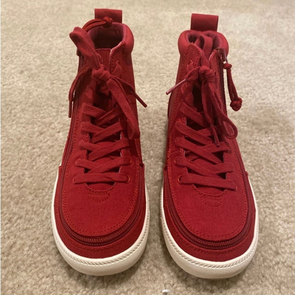🟤Kid’s Billy Shoes Youth Size 4 Red High Top, Zip Around Closure